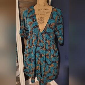 Natural Life 3/4 Sleeve Multicolor V-neck Short Dress